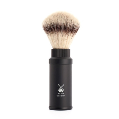 Mühle - Shaving brush TRAVEL: Black Alumin., Silvertip Fibre®