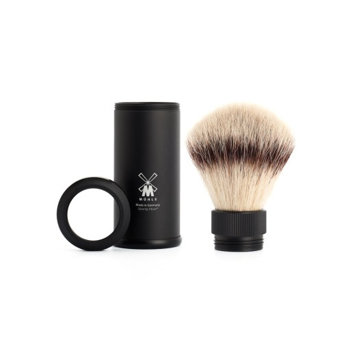 Mühle - Shaving brush TRAVEL: Black Alumin., Silvertip Fibre®