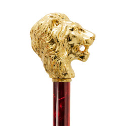 Pasotti - Red Umbrella with Gold Lion Handle