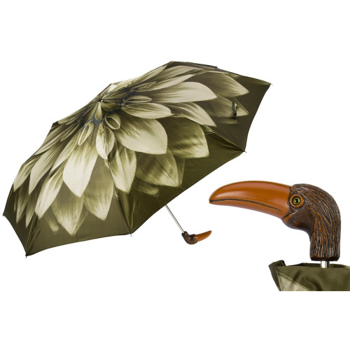 Pasotti - Green Flower Toucan Folding Umbrella