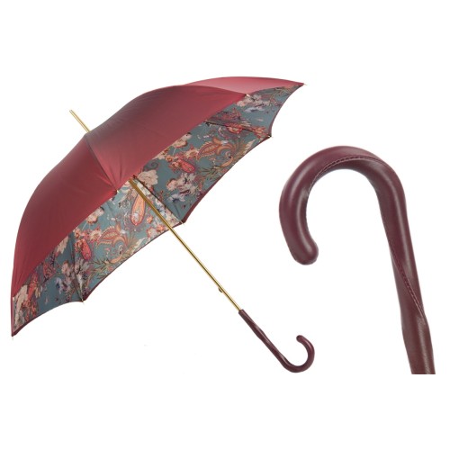 Pasotti - Classic Burgundy Umbrella with Leather Handle