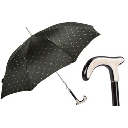  - Parasol czarny, wzór paisley, rączka z bawolego rogu