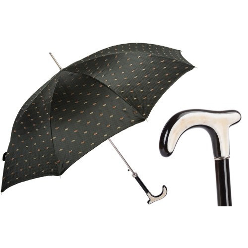  - Black Paisley Umbrella with Horn Handle