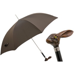 Pasotti - Parasol męski brązowy, rączką z głową królika