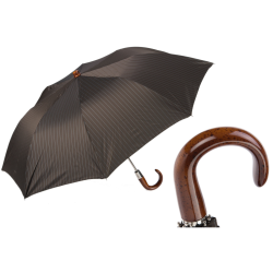 Pasotti - Classic Folding Umbrella with Brown Stripes